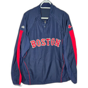 Majestic Boston Red Sox 1/4 Zip Convertible Jacket | Men's Size XL | Navy Red